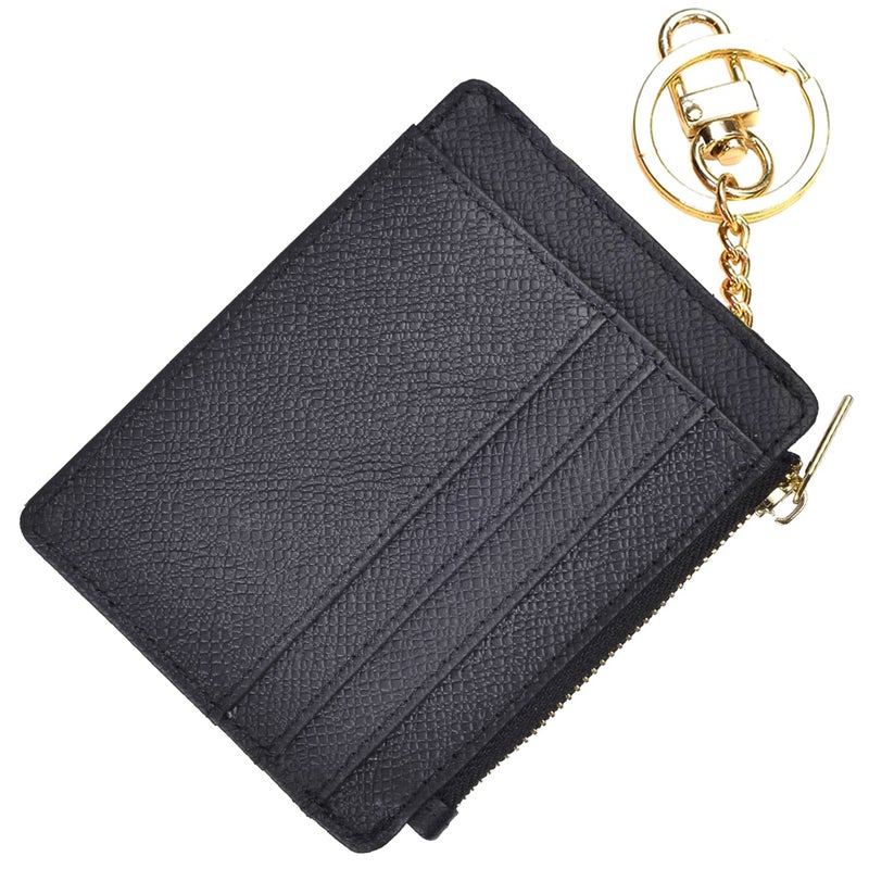 woogwin Slim RFID Credit Card Holder for Women Mini Front Pocket Wallet Purse With Keychain - Image 1